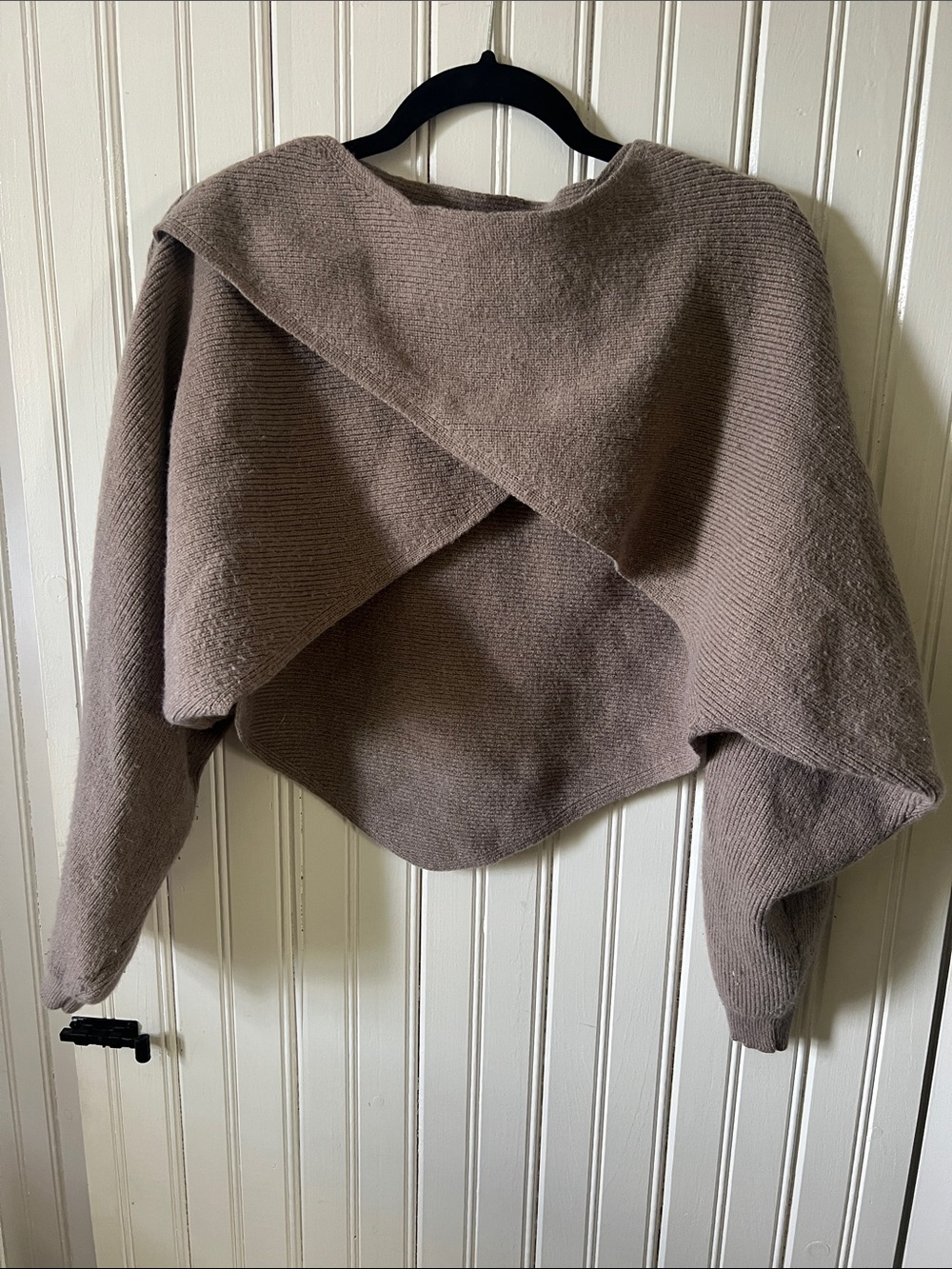 Taupe Cropped Wrap Women's Sweater